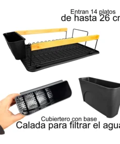 Escurridor Seca Platos De Acero Negro Ym04 - Imagen 4