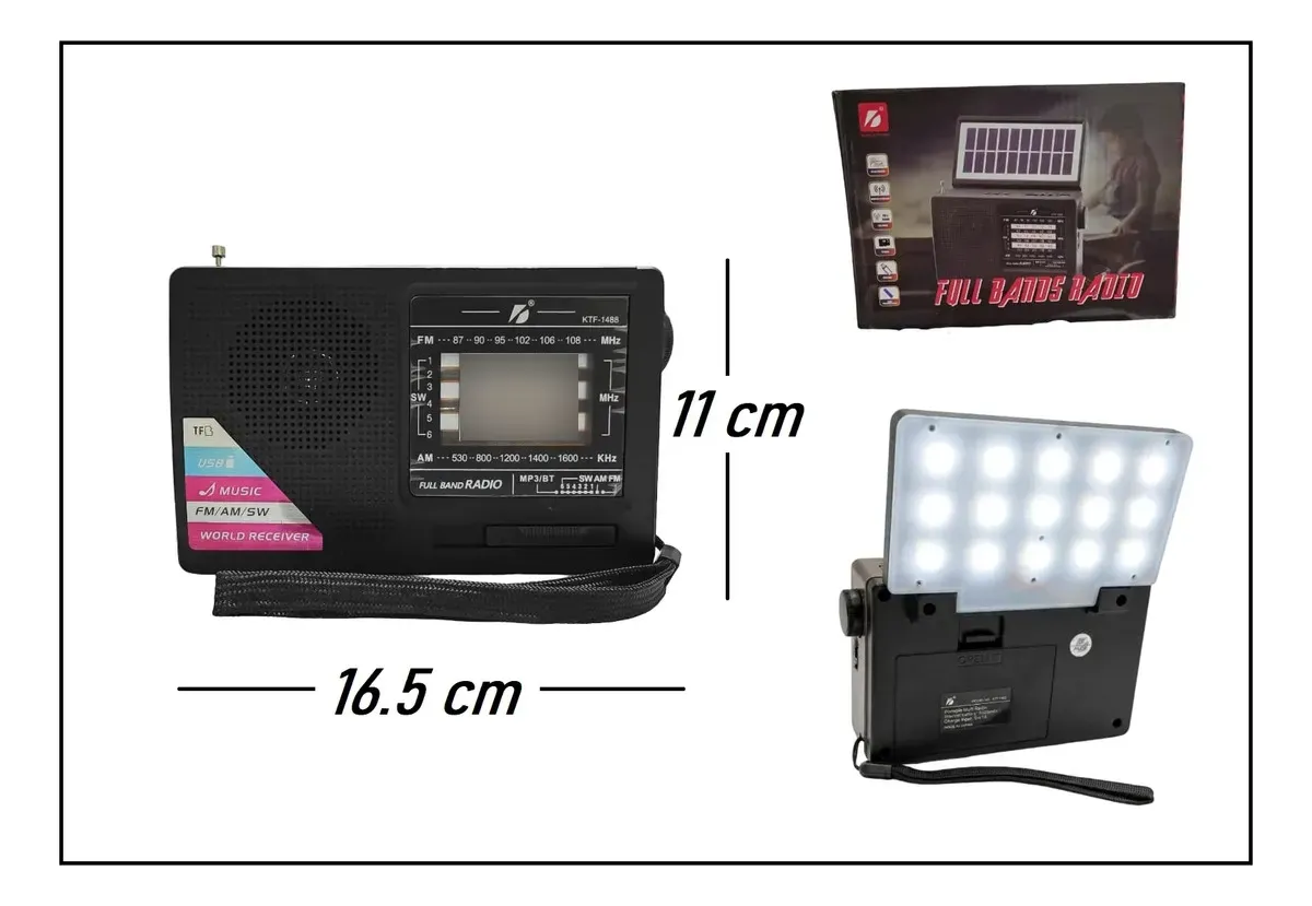 Radio Solar Portatil Fm Am con Linterna ktf 1488 - Imagen 3