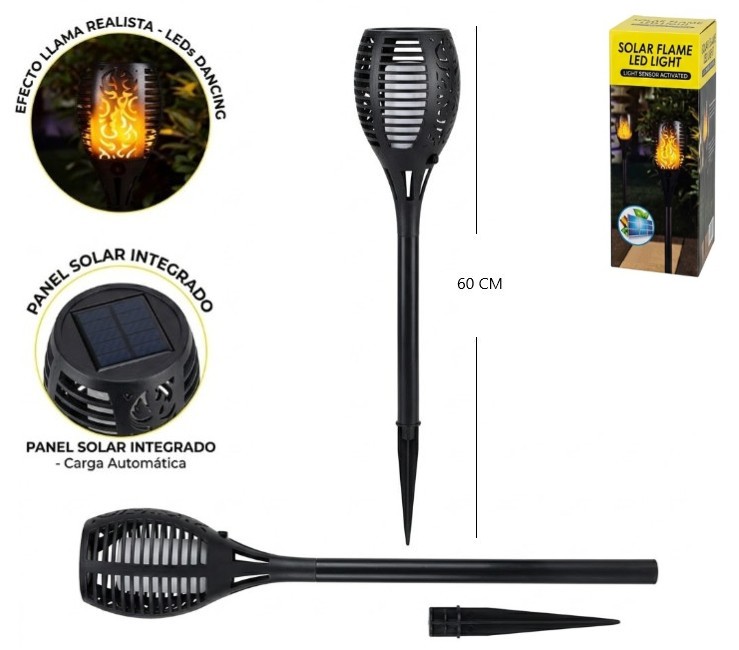 Antorcha Solar Estaca Efecto Llama 60cm alt - Imagen 4