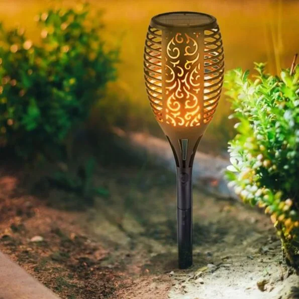 Antorcha Solar Estaca Efecto Llama 60cm alt