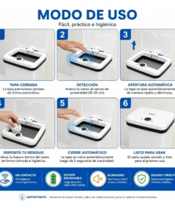 Cesto De Basura Automático Om 15l Recargable Usb Blanco - Imagen 4