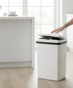 Cesto De Basura Automático Om 15l Recargable Usb Blanco