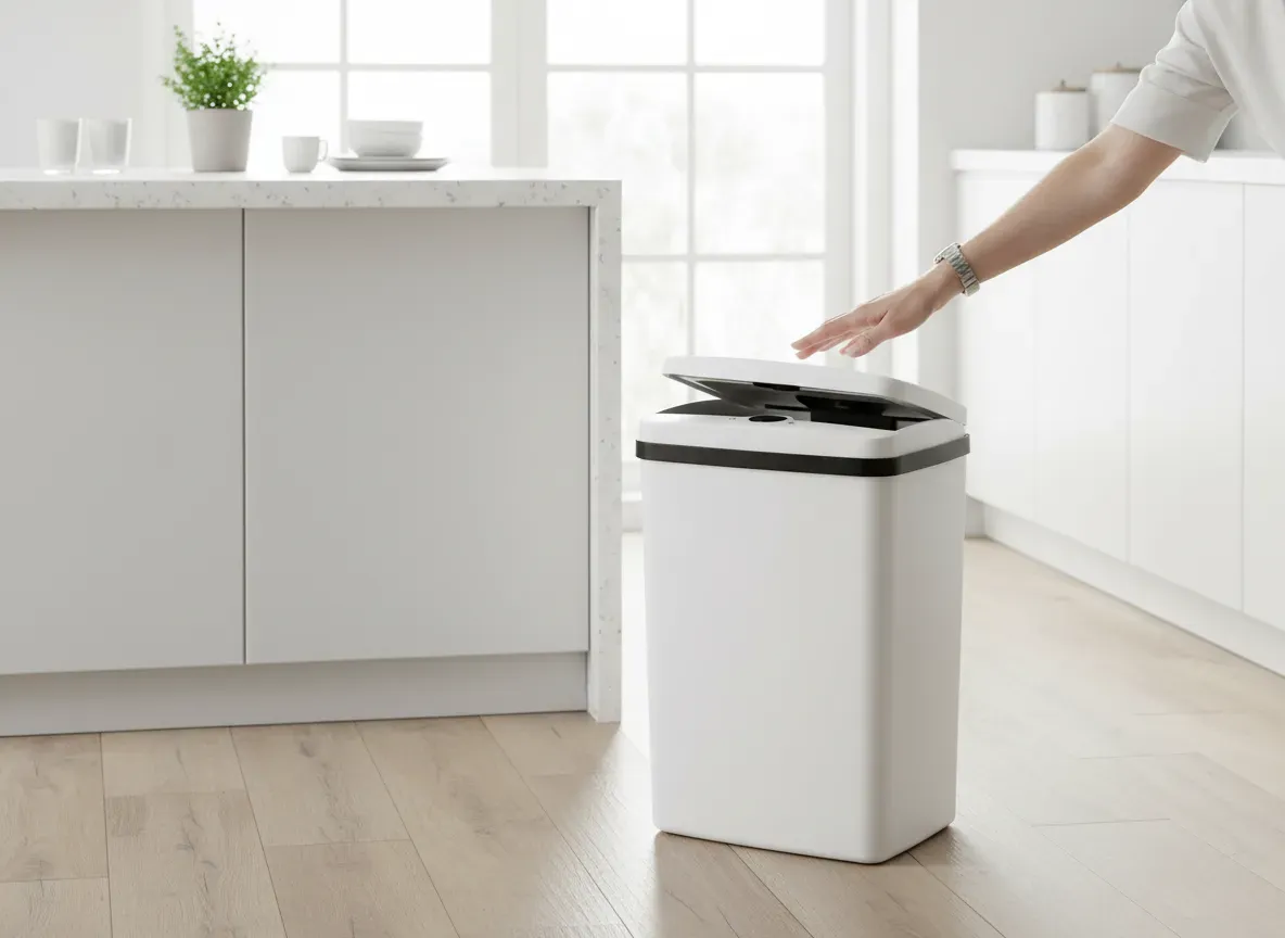 Cesto De Basura Automático Om 15l Recargable Usb Blanco