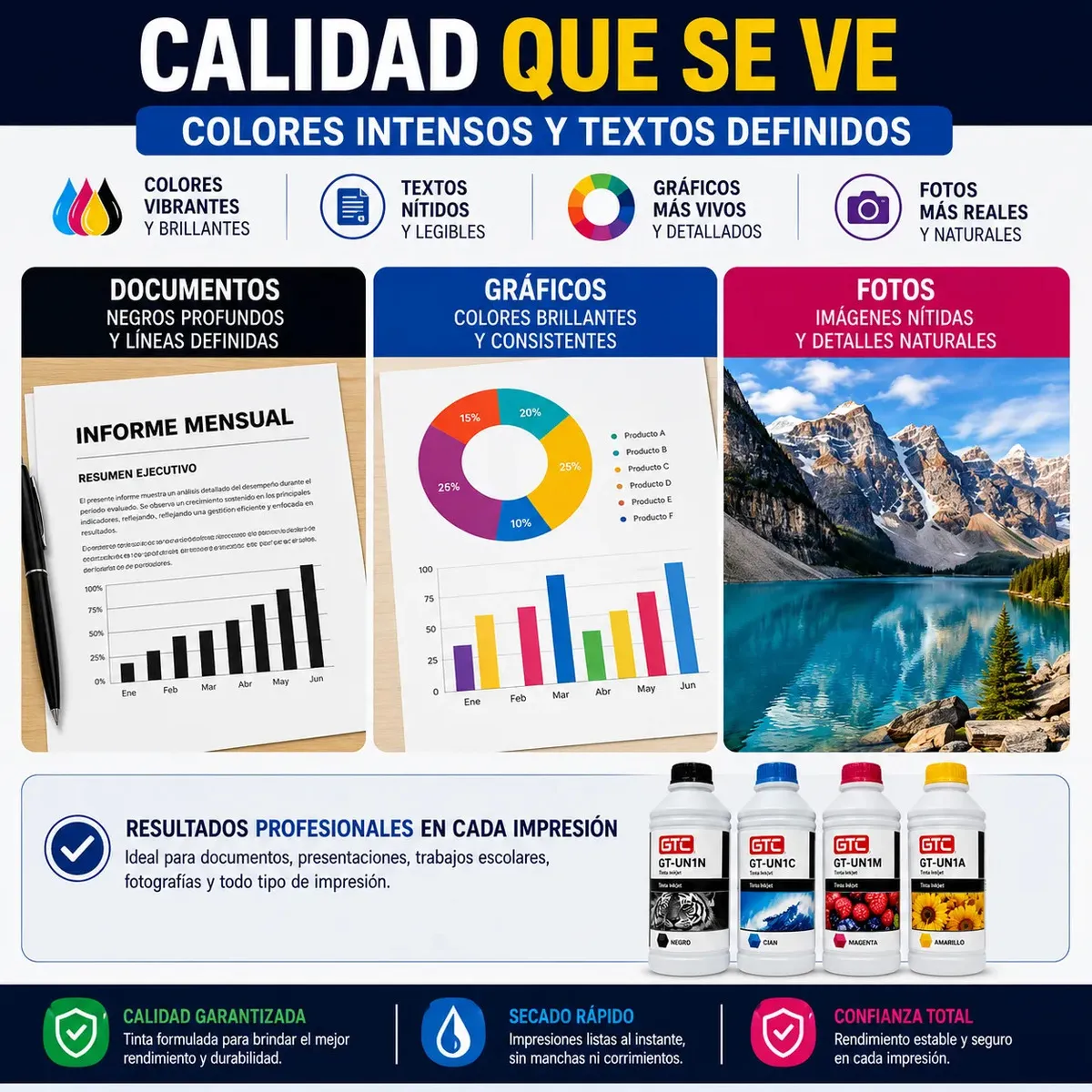 Pack X 4 Tintas x 1 Litro Universal GTC - Imagen 4