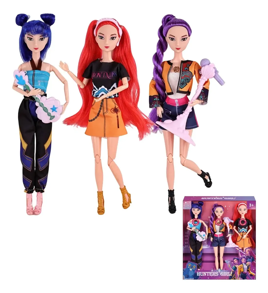 Set 3 Muñecas Articuladas Kpop Cazadoras De Demonios