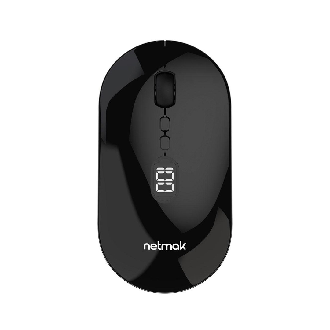 Mouse Inalambrico BT con indicador de Carga Negro 673 Netmak