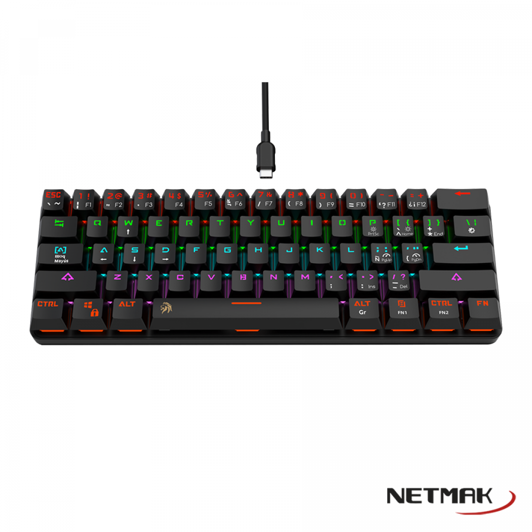 Teclado Gamer Mecanico Dominate 60% Negro Netmak