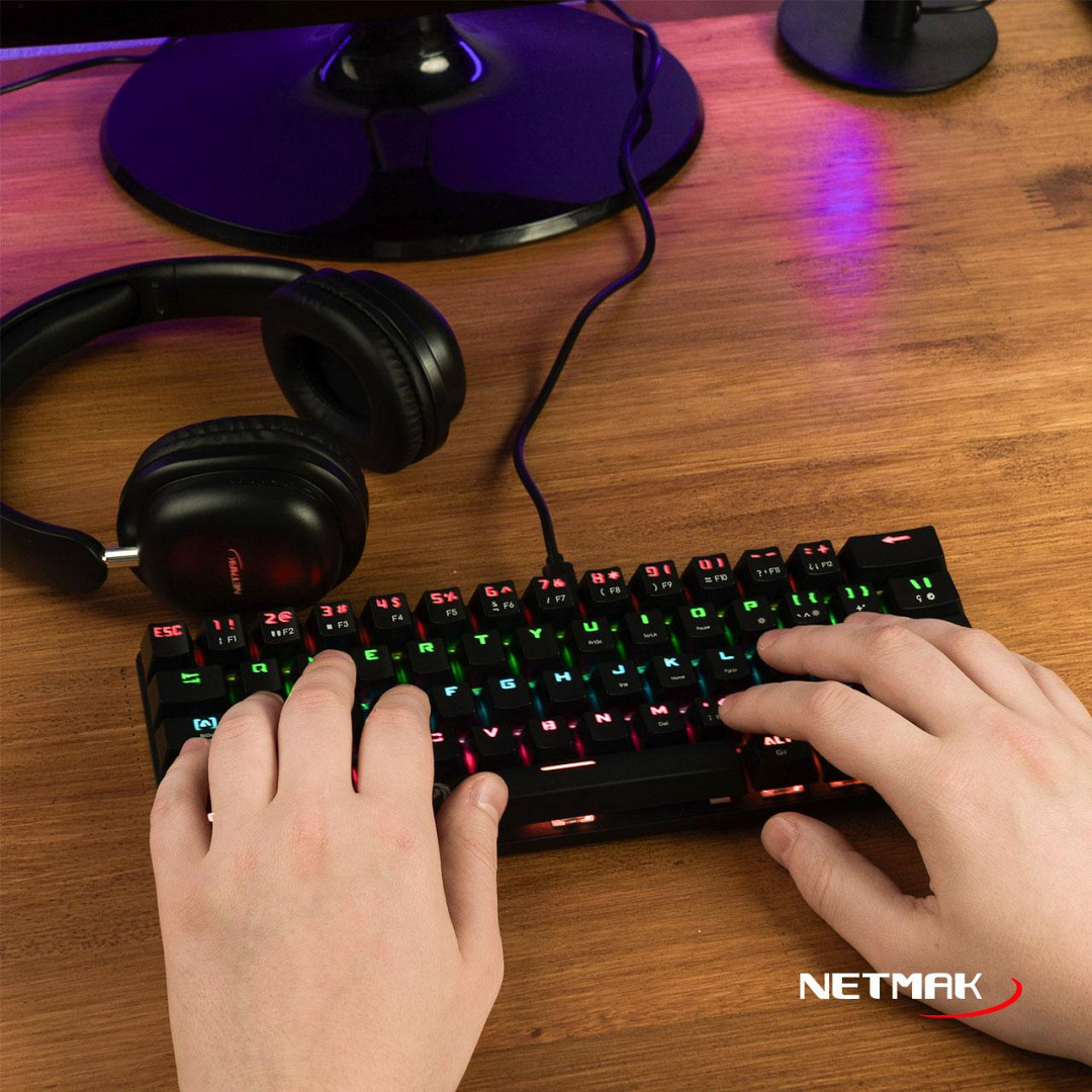 Teclado Gamer Mecanico Dominate 60% Negro Netmak - Imagen 4