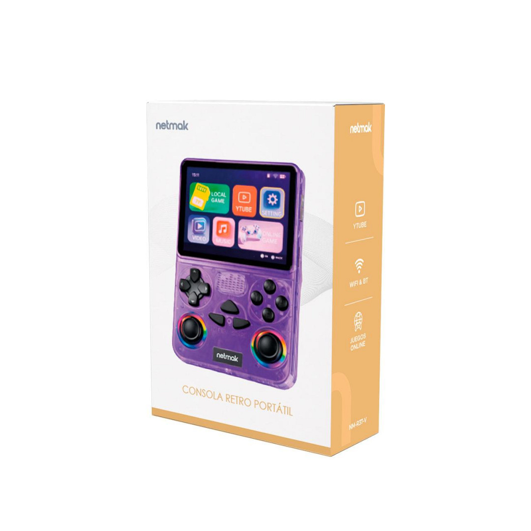 Consola Juegos Portatil R37 Inalambrica Violeta Netmak con Youtube - Imagen 3