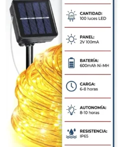 Manguera Solar Luz Led 10 Metros Flores Calida - Imagen 6