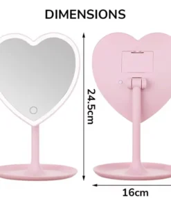 Espejo Corazon Con Luz Led Tactil A Pilas Suono Violeta - Imagen 6
