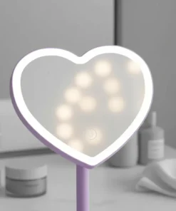 Espejo Corazon Con Luz Led Tactil A Pilas Suono Violeta - Imagen 4