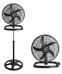 Ventilador De Pie 10" 3 En 1 60w Rejilla Y Aspa Metalicas Negro