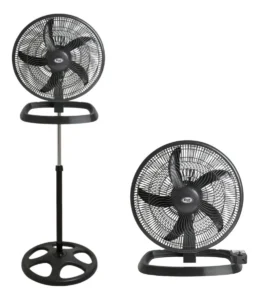 Ventilador De Pie 10" 3 En 1 60w Rejilla Y Aspa Metalicas Negro