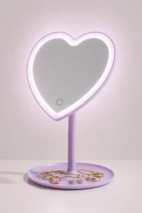 Espejo Corazon Con Luz Led Tactil A Pilas Suono Violeta