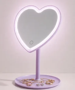 Espejo Corazon Con Luz Led Tactil A Pilas Suono Violeta