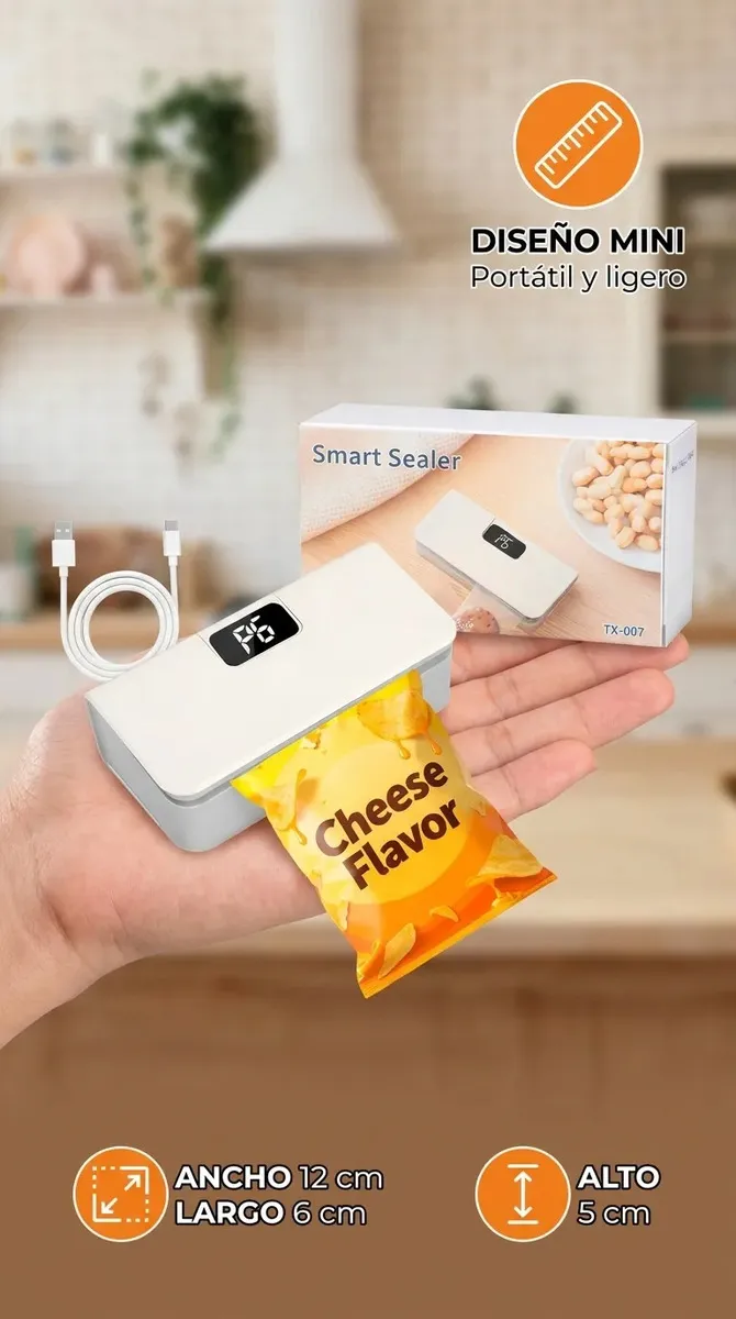 Mini Selladora Bolsa Portatil Recargable con Iman 747 - Imagen 4