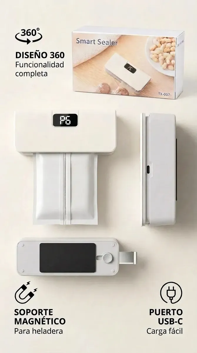 Mini Selladora Bolsa Portatil Recargable con Iman 747 - Imagen 7