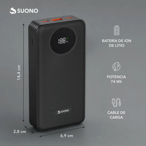 Cargador Power Bank 20000 Carga Rápida 22.5w Suono - Imagen 5