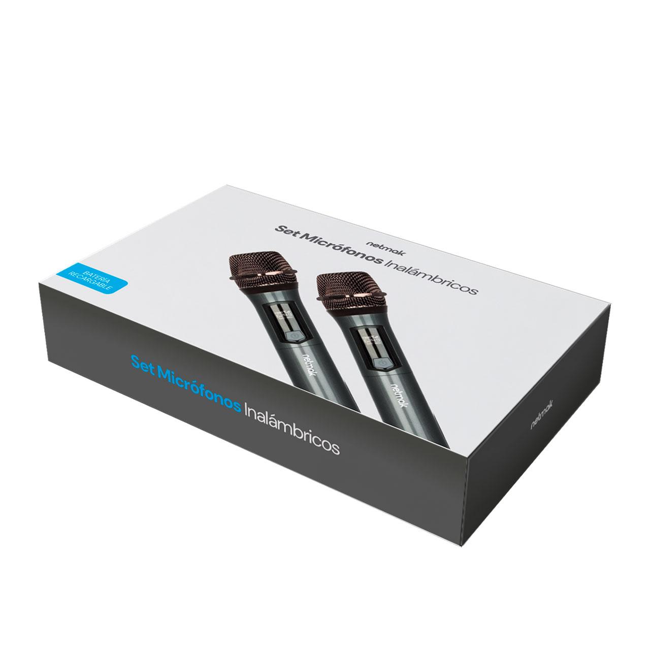 Combo X 2 Microfonos Inalambrico Profesionales Mc26 recargable Netmak